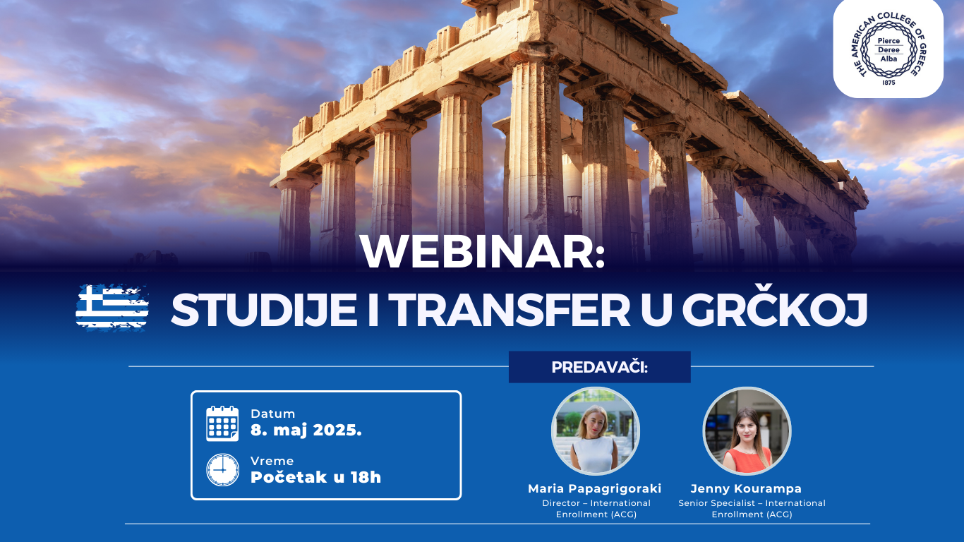 Studije i transfer u Grčkoj – WEBINAR sa American College of Greece ...